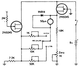 Электрометр на полевых транзисторах