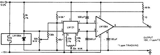 Источник опорного напряжения с напряжением 10 В и балансировкой термокомпенсации Источник опорного напряжения с напряжением 10 В и балансировкой термокомпенсации