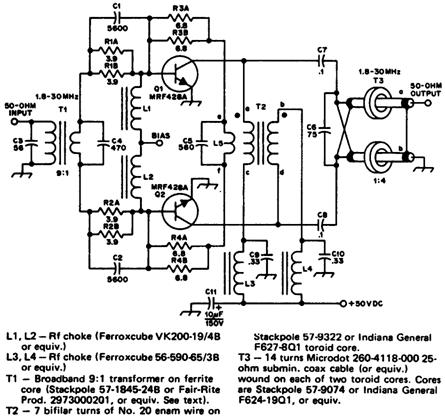 Схема линейного усилителя мощностью 300 Вт на полупроводниках Схема линейного усилителя мощностью 300 Вт на полупроводниках