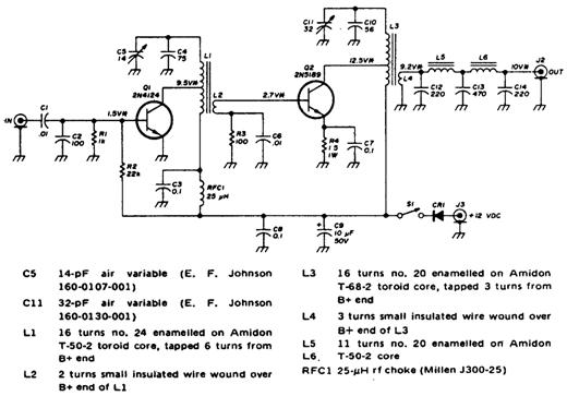 Схема CW-передатчика мощностью 2 Вт для диапазона 20 м Схема CW-передатчика мощностью 2 Вт для диапазона 20 м
