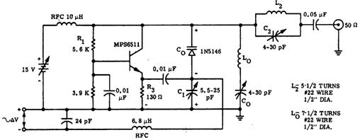 Генератор с частотой 52 МГц и частотной модуляцией на варикапе Генератор с частотой 52 МГц и частотной модуляцией на варикапе