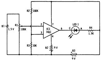 Схема отображения уровня напряжения сигнала на светодиоде
