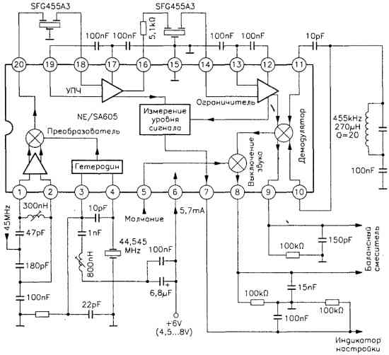 Преобразователь, ПЧ и демодулятор на микросхеме NE/SA605