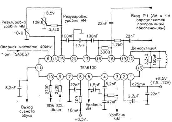Обработка тракта ПЧ, управляемая микропроцессором на микросхеме TEA6100 Обработка тракта ПЧ, управляемая микропроцессором на микросхеме TEA6100