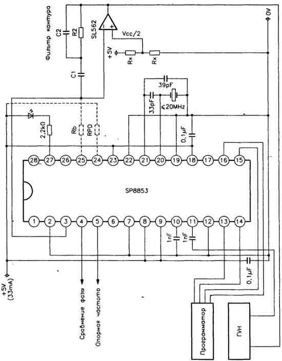 Синтезатор частоты 1,3 ГГц на микросхеме SP8853 Синтезатор частоты 1,3 ГГц на микросхеме SP8853